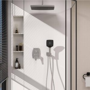 Single Handle 3-Spray Patterns 14 in. Rain Shower Head Shower Faucet 1.8 GPM with Adjustable Flow Rate in Brushed Nickel