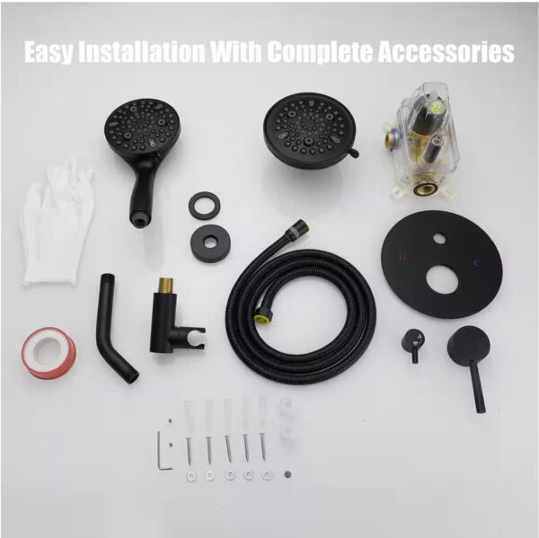 Single Handle 5-Spray Round Shower Faucet 2.5 Gpm with Detachable Handheld Shower in Matte Black (Valve Included)