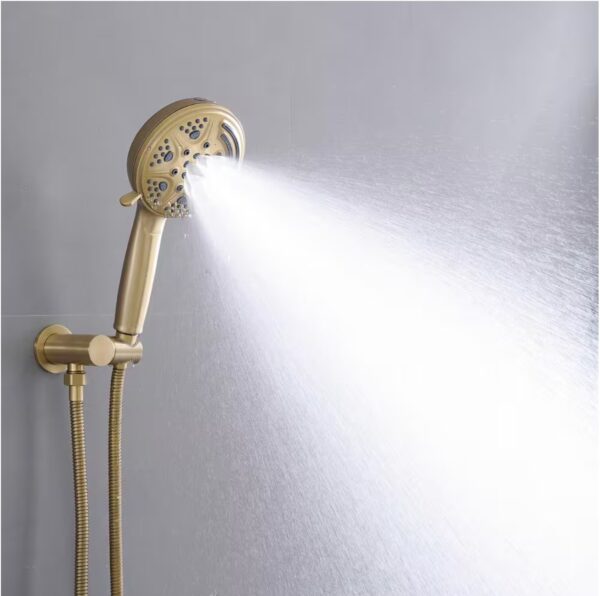 Single Handle 8-Spray Round Shower Faucet 2.5 GPM with Detachable Handheld Shower in Brushed Gold (Valve Included)